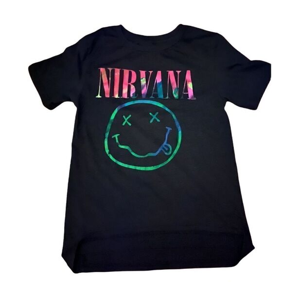 NIRVANA NEON SMILE SHORT SLEEVE GRAPHIC LOGO T-SHIRT SIZE SMALL - Picture 3 of 4